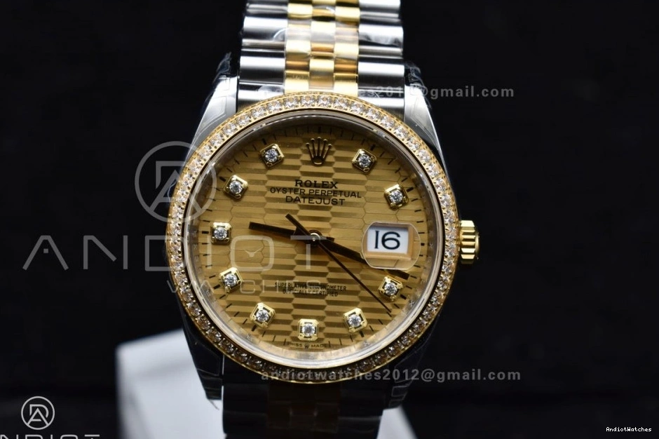 Dial Edition Bracelet YG Textured SS VS 126283rbr Steel 36 904L Jubilee Best 1:1 577 on Diamonds Comfortable DateJust VSF 0317